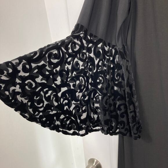 NWOT R&M RICHARDS Dress 18 Velour Burnout Flared Bell Sleeve A Line - Picture 5 of 9